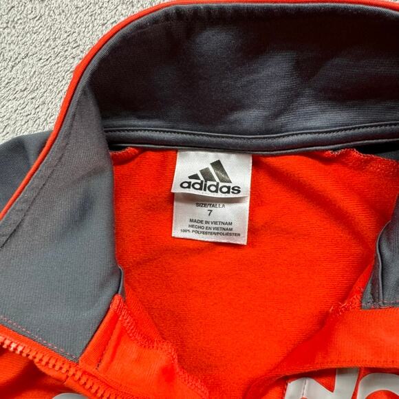 Adidas Track Jacket Boys Youth Size 7 Orange Soccer Sports Outdoors Active - Picture 3 of 5